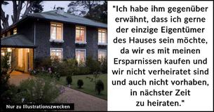 Frau fragt, ob es falsch ist, wenn sie sich weigert, den Namen ihres Freundes in das von ihr bezahlte Haus einzutragen