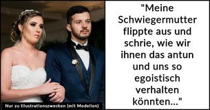 Braut und Bräutigam werden gelobt, dass sie aufgrund der massiven Einmischung ihrer Familien in ihre Hochzeit durchgebrannt sind