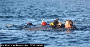 Whale Peeks Above Surface To Get Attention Of Boater - He Sees What's Wrong And Dives In Water