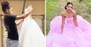 Teenager wird gelobt, nachdem sie ihr Hochzeitskleid gebraucht gekauft hat und in ein märchenhaftes Kleid für den Abschlussball verwandelt hat