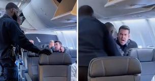 Un passager de première classe craque en braillant lorsqu'il est forcé de descendre de l'avion