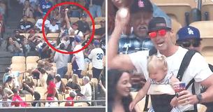 Dad Impresses Crowd After Catching A Foul Ball While Holding His Drink And His Daughter