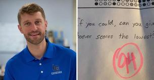 Teacher Praises Student Who Asked For His Bonus Test Points To Go To Peer With Lowest Score