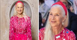 À 77 ans, Helen Mirren affiche ses cheveux gris dans un look rose vif tout en militant pour la sensibilisation