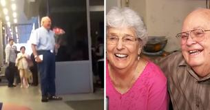 Old Man Keeps Romance Alive As He Waits For Wife At the Airport With Flowers & Chocolates