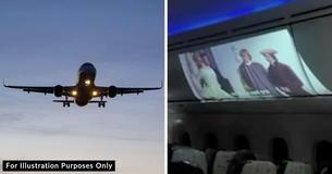 Passenger Amazed Everyone As He Watched A Movie On Airplane’s Overhead Cabin Using A Portable Projector
