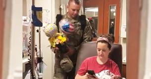 Mom Thinks She’s Texting Her Military Husband While He’s Overseas But He Walks Right Into The Hospital Room