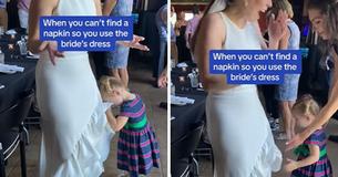 Mother Horrified As She Witnesses Toddler Use Bride's Dress As A 'Human Napkin'