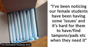 Female Colleague Calls Out Male Teacher For Supplying Basket Full Of Tampons And Pads For His Students
