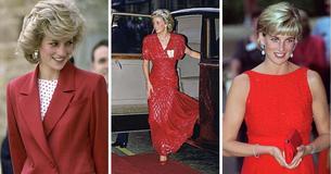 Foto degli iconici abiti rossi della principessa Diana