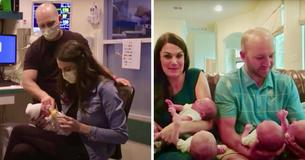 Una mamma dà alla luce quattro gemelli identici in un parto spontaneo: «È incredibile»