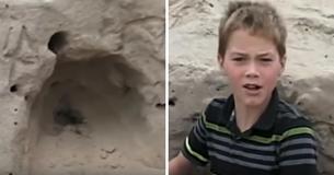 Menino de 11 anos que brincava na praia encontra uma menina enterrada viva na areia e entra em ação na hora