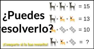 ¿Cuánto vale cada perro y cuál es la suma de este acertijo? #1