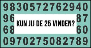 Alleen mensen met een IQ-score van 150-185 kunnen de 25 in 10 seconden vinden 