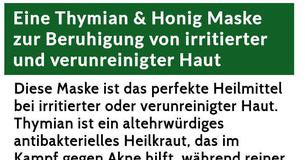 Eine Thymian & Honig Maske zur Beruhigung von irritierter und verunreinigter Haut