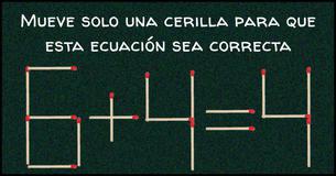 Mueve solo una cerilla para que esta ecuación sea correcta