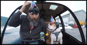Helicopter Pilot Takes His Bulldog On Helicopter Ride For His Birthday - Video