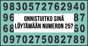 Vain ihmiset joiden ÄO on 150-185 onnistuvat löytämään numeron 25 alle 10 sekunnissa 