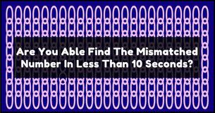 Are You Able Find The Mismatched Number In Less Than 10 Seconds?