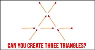 Can You Beat This Tricky Puzzle And Form Three Triangles?