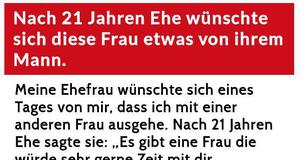 Nach 21 Jahren Ehe wünschte sich diese Frau etwas von ihrem Mann.