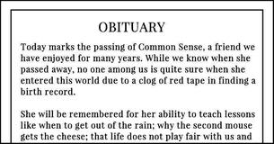 Common Sense, We Hardly Knew Ye