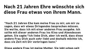 Nach 21 Jahren Ehre wünschte sich diese Frau etwas von ihrem Mann.