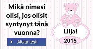 Mikä nimesi olisi, jos olisit syntynyt tänä vuonna?