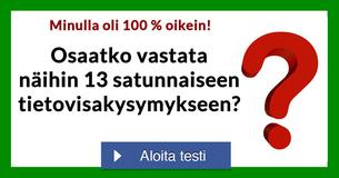 Osaatko vastata näihin 13 satunnaiseen tietovisakysymykseen?