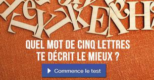 Quel mot de cinq lettres te décrit le mieux ?